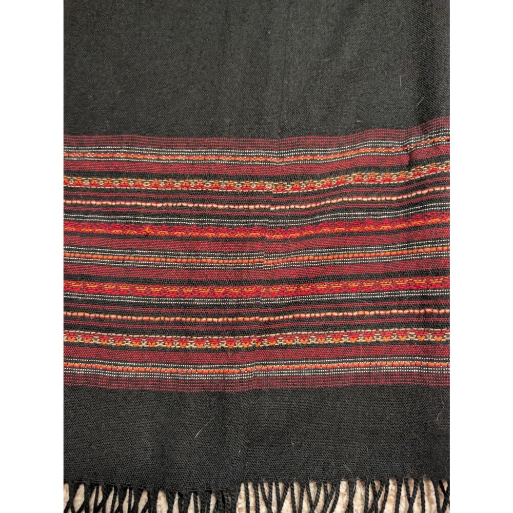 Worthington Vintage Wool Blend Black Fringe Hem Southwest Striped Wrap Skirt 10 - Picture 3 of 10